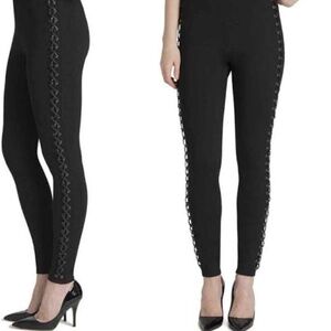NWT Lysse Black Sedona Leggings Featuring Faux Leather Criss Cross Sides- Size M
